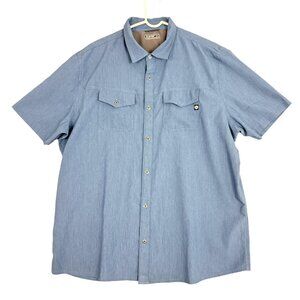 Hi-Tec Shirt Men's 2XL Blue Short Sleeve Button Front Mesh Lined Chest Pockets
